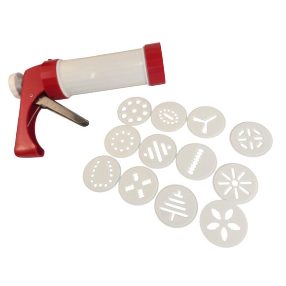 Cookie Press With 12 Disc Shapes For Baking And Decorating - Picture 1 of 8